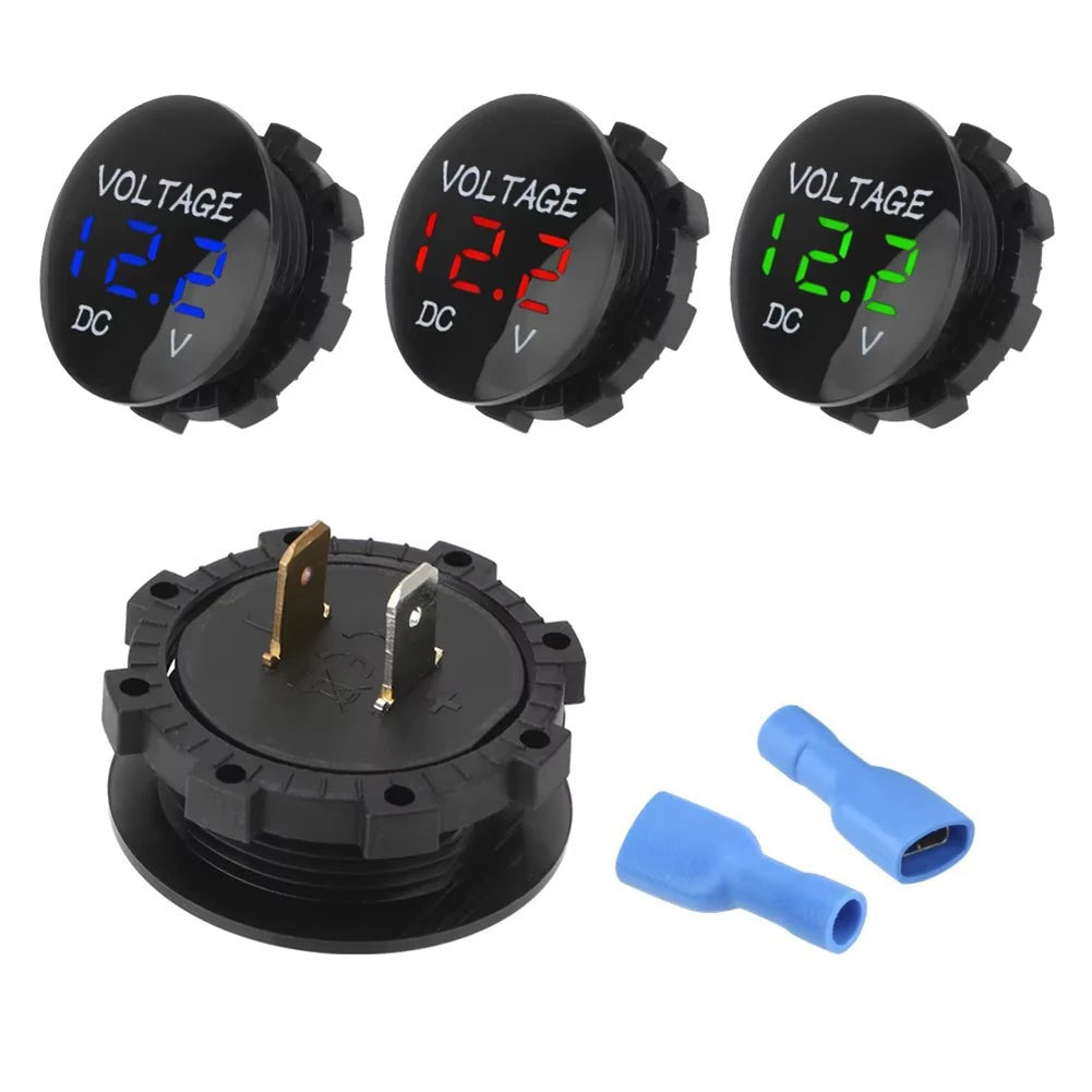 DC 5-48V Waterproof Voltmeter | Car Marine Motorcycle LED Digital Volt Tester