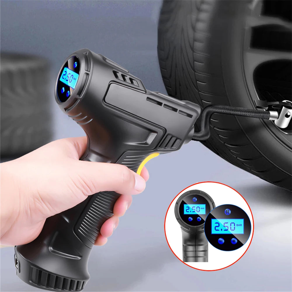 120W Wireless Digital Tire Inflator | Portable Air Compressor for Car and Motorcycle