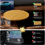 Steering wheel tray and car table - 360° Rotating Wooden Cup Holder Table,With car tray, detail view