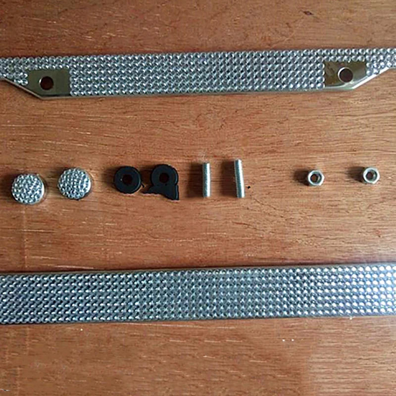 2PCS Stainless Steel License Plate Frame for Cars US-Spec Bling License Plate Frame Glitter Crystal Sparkling Rhinestone Caps