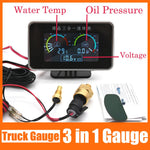 Universal 3 in 1 Digital Truck Car Gauge | Water Temp Oil Pressure Voltmeter 12V