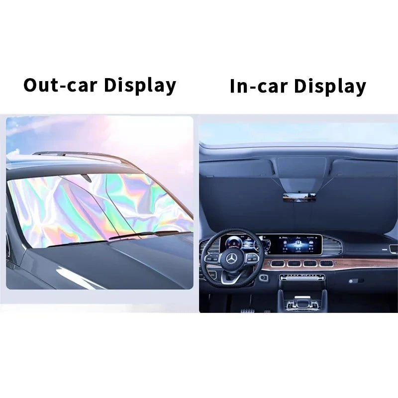 Car Windshield Sunshade Anti-UV Thermal Insulation Front Shield close-up view