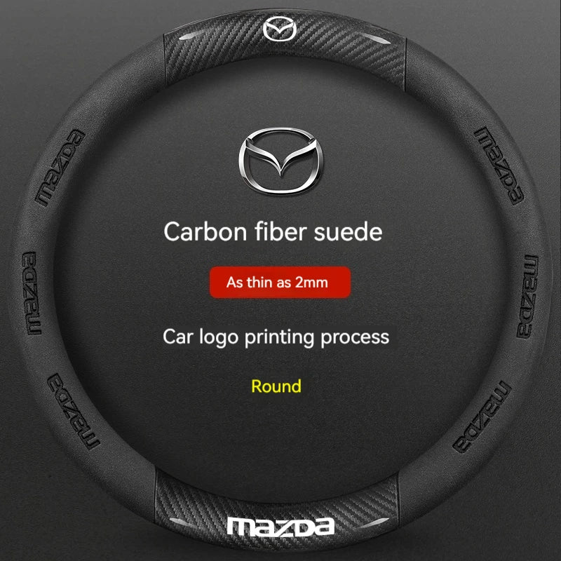 Mazda Carbon Fiber & Leather Steering Wheel Cover | Premium Interior Upgrade alternate view