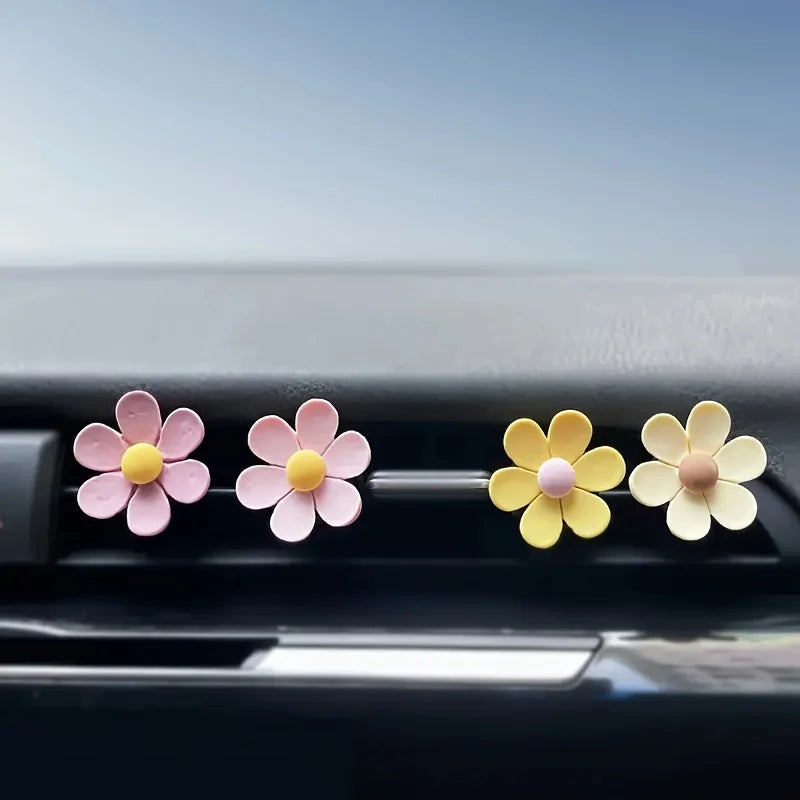 4pcs Car Outlet Vent Perfume Clips Candy-colored Flower Car Air Freshener Air Conditioning Outlet Incense Car Accessories
