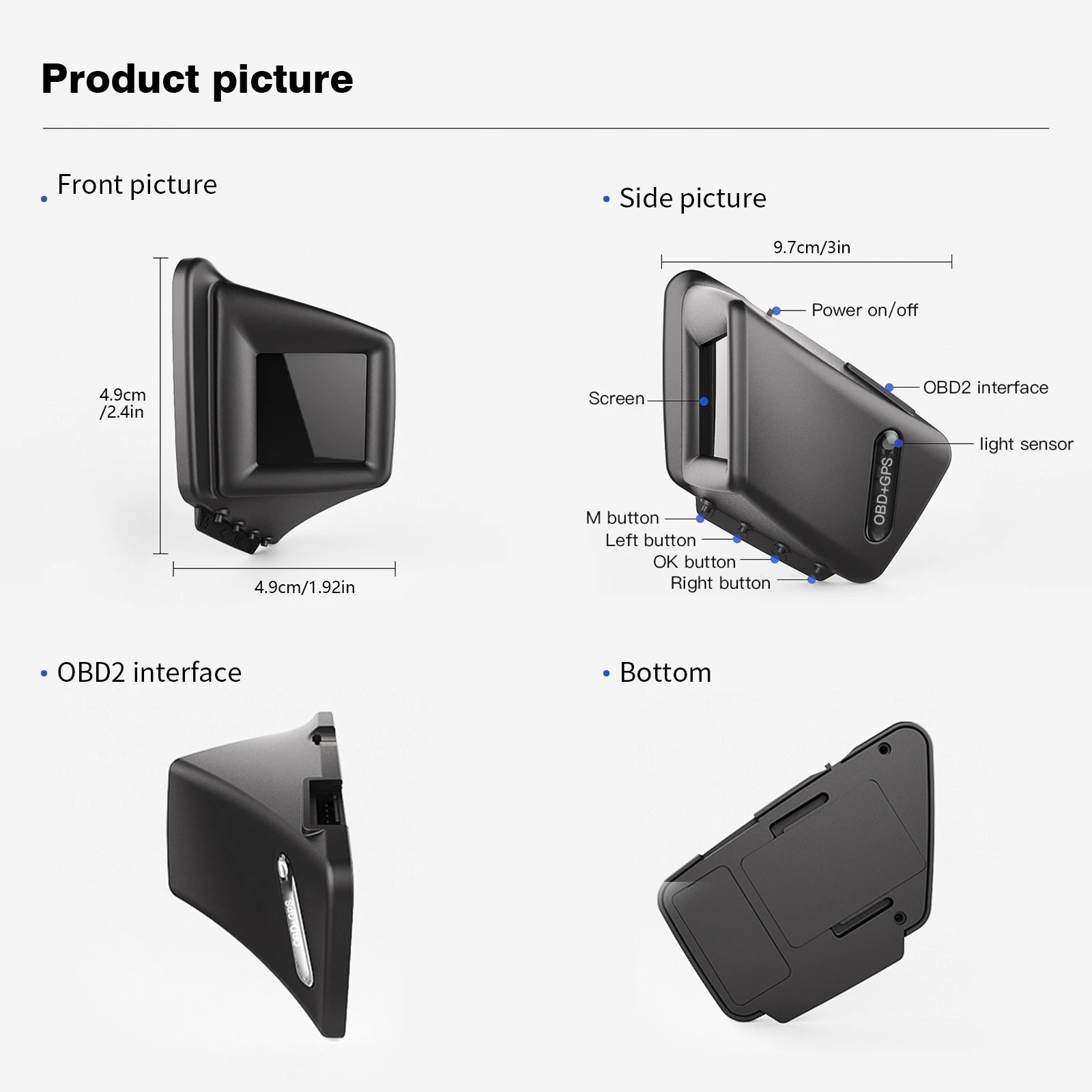 Multi-function OBD2+GPS Car HUD Head Up Display | A-Pillar Turbo Gauge lifestyle view