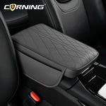 Universal Car Armrest Pad - PU Leather Memory Sponge Armrest Cushion Vehicle Center Console Cover Protector With Side Pocket