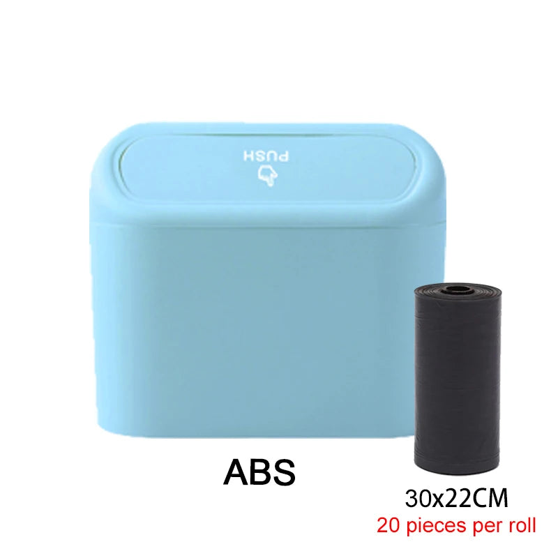 Black Square ABS Hanging Car Trash Can with Lid detail view