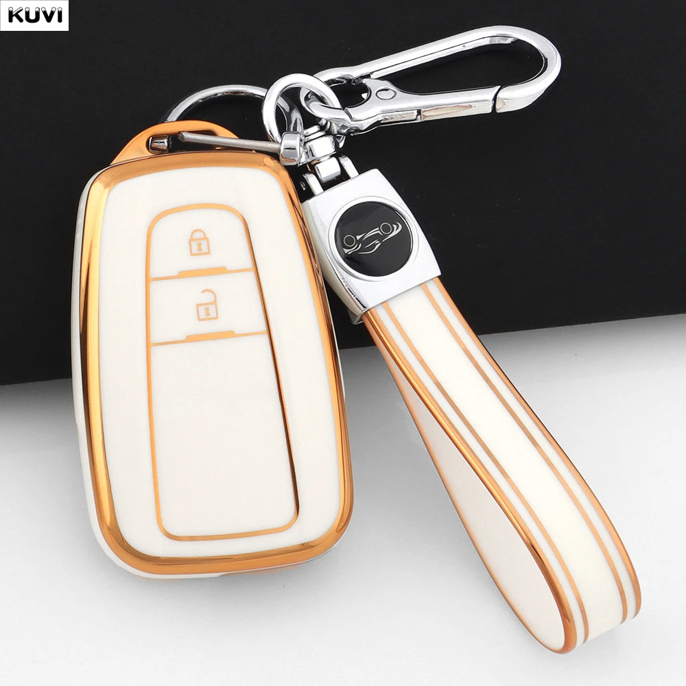 TPU Car Remote Key Case Cover Shell Fob Keychain For Toyota Prius Camry Corolla CHR C- close-up view