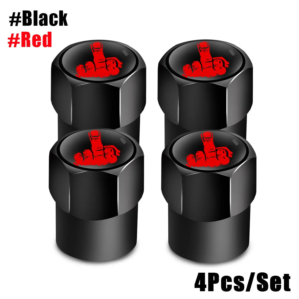 Red Skull Valve Stem Caps | 4-Pack Aluminum Alloy Tire Valve Covers for Cars, Trucks, alternate view