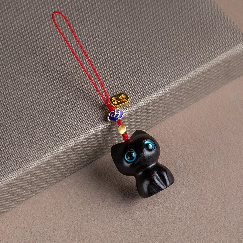 Cat Car Keychain, Cute Phone Chain Pendant, Black/Purple additional angle