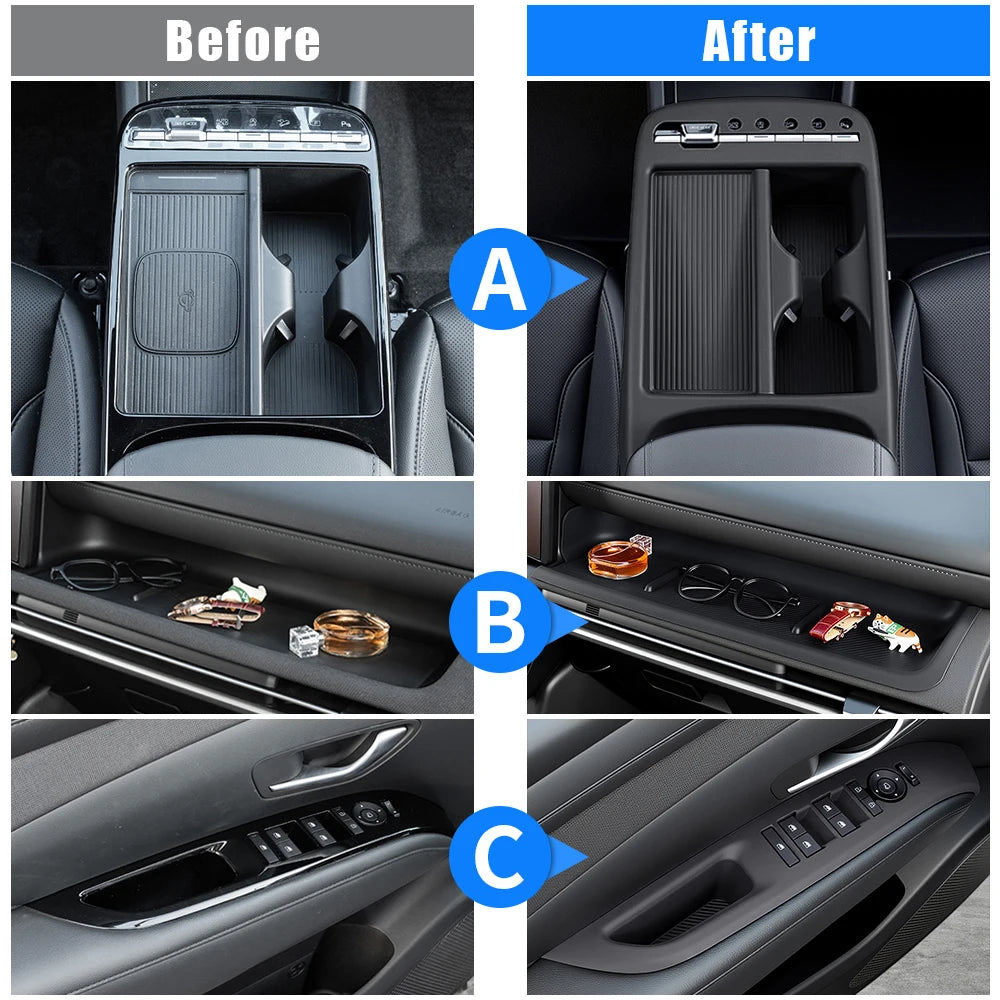 For Hyundai Tucson NX4 2025 2026 Car Center Console Organizer Tray Armrest Storage Box Glass Lift Switch Silicone Cover