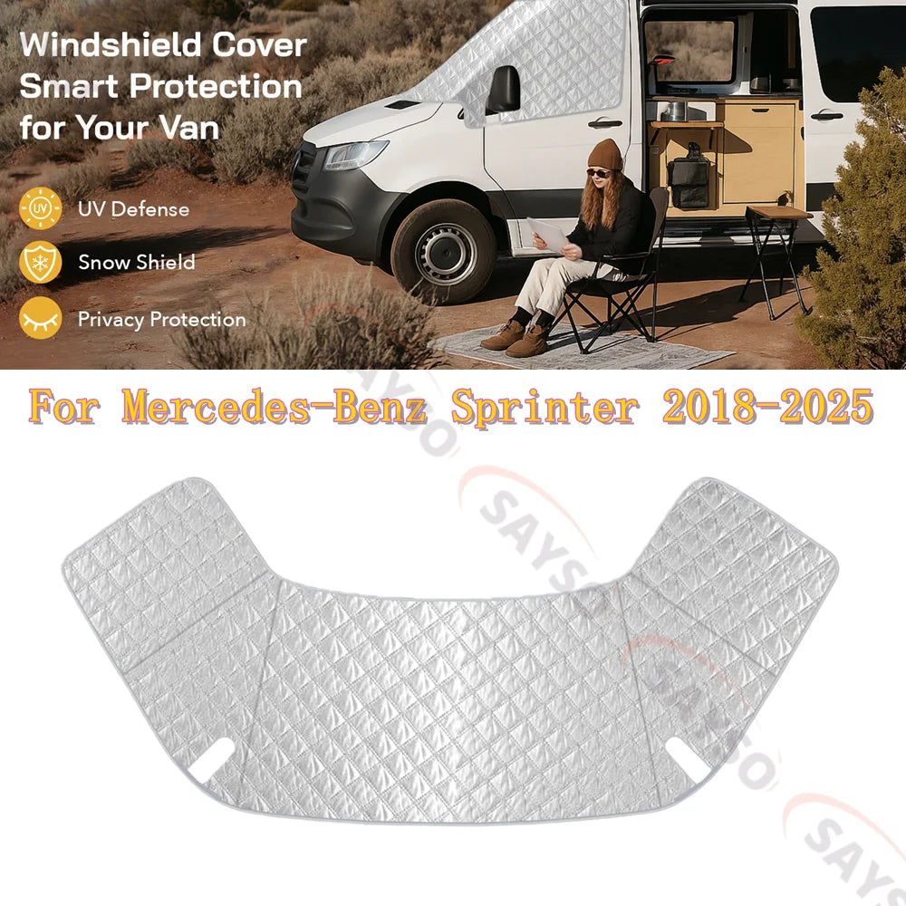 Windshield Cover for Mercedes-Benz Sprinter 2006-2018 / 2018-2025 VW Crafter | 600D Oxford Weatherpr