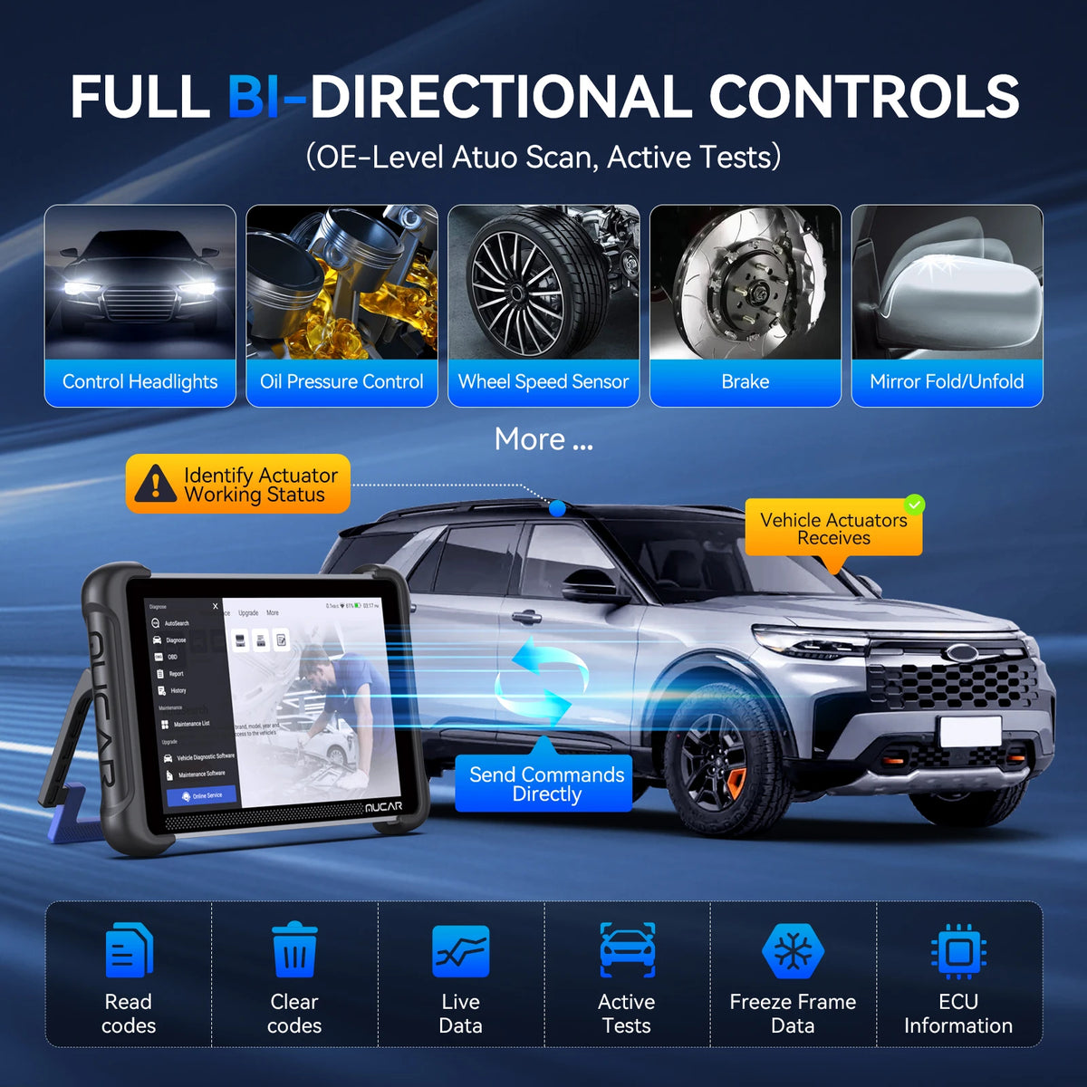 MUCAR 892BT AI Function Car OBD2 Diagnostic Tool 35 Reset ECU Coding Bi-directional Lifetime Free Full System Diagnosis 35 Reset