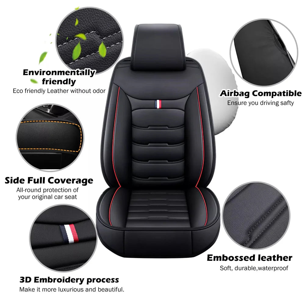 2PCS Car Seat Cover Premium PU Leather Front Seat Cushion Four Season Universal for Most Car SUV Car Interior Seat Protection Cover