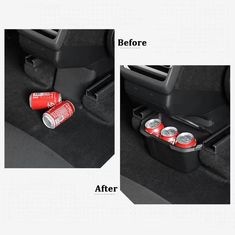 Armrest Rear Storage Box For Tesla Model YL 6-Seats 2026 TPE Center Console Under Air Vent Storage Case Trash Can Organizer Tray
