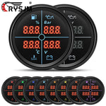 52mm 4 in 1 Multifunction Gauge | Fuel Level, Oil Pressure, Water Temp, and Voltmeter with 8 Color B