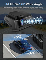 4K UHD Dash Cam with WiFi | Front & Rear Dual Lens, Night Vision, 24H Parking Monitor detail view