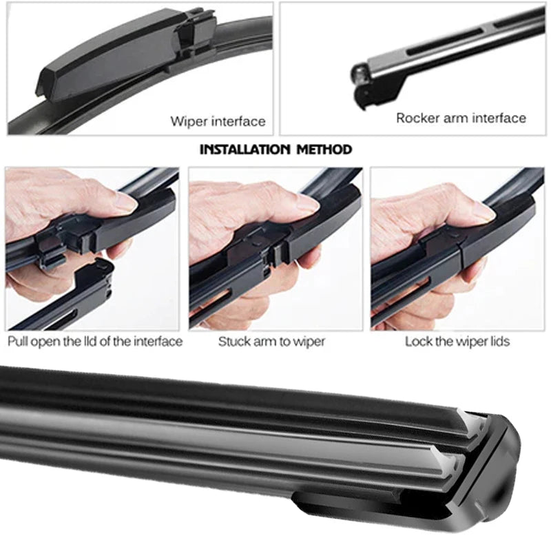 Universal Car Wiper Blades | Soft Dual Rubber Frameless Windshield Wipers close-up view