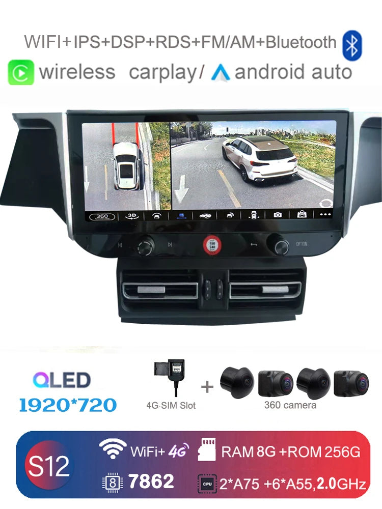 Car Radio for Porsche Macan 2010-2016 | Wireless CarPlay Android Auto 12.3" IPS 4G LTE G detail view