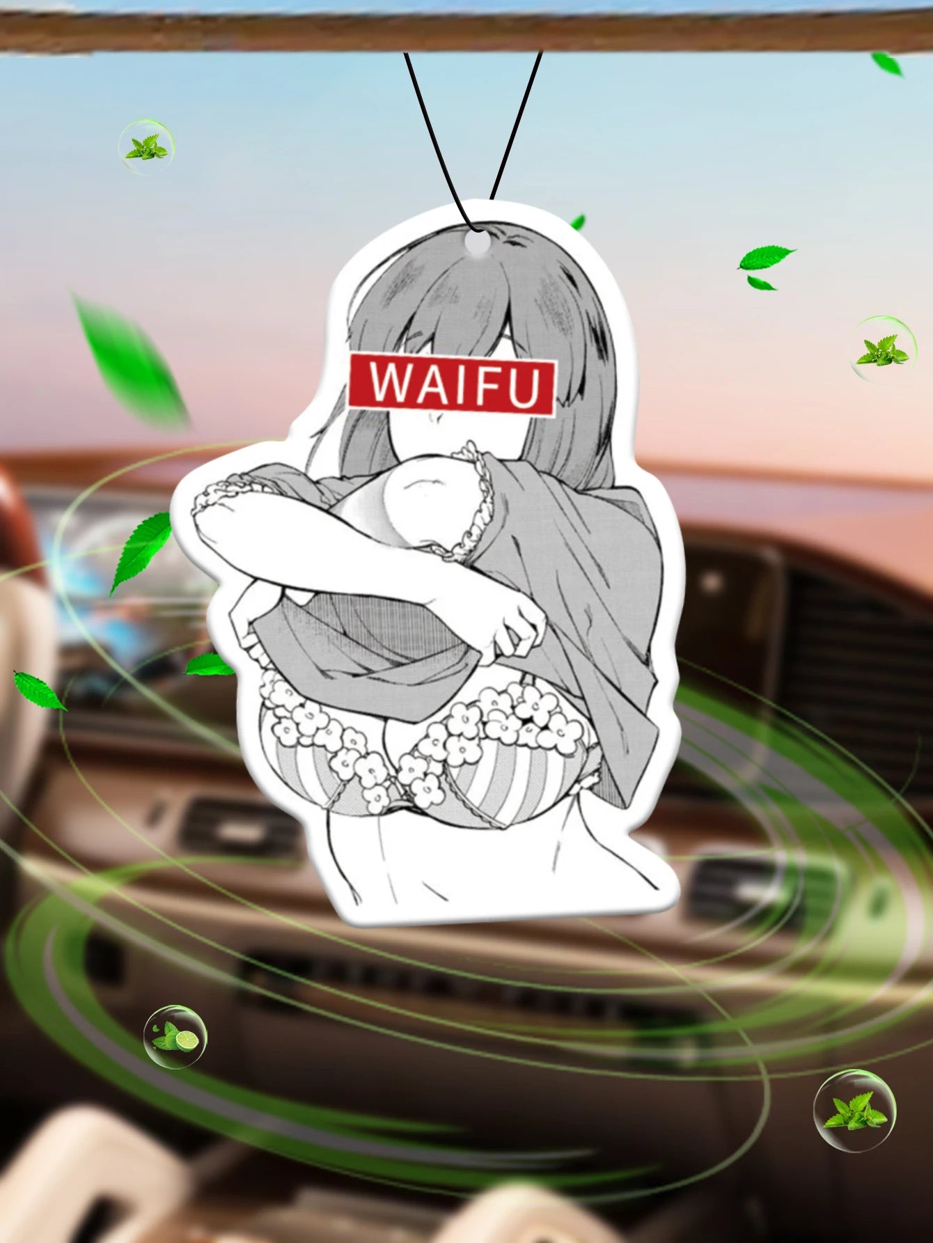 Anime Design Waifu Hilton (Hotel Scent) Car Air Freshener | Rearview Mirror Hanger & Dual-Purpose Ai