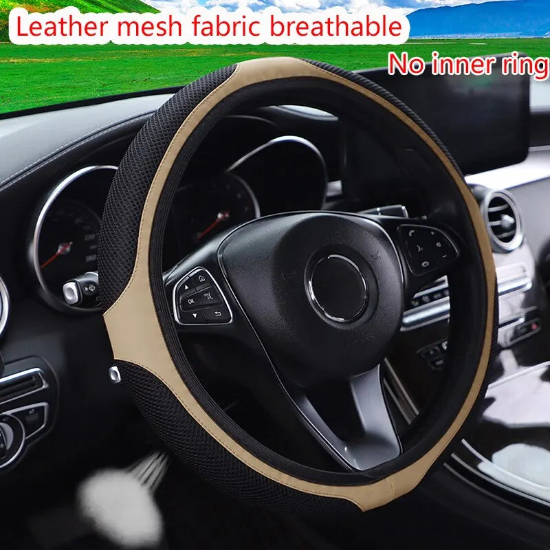 Steering Wheel Cover Without Inner Ring 37-38cm Faux Leather Diamond detail view