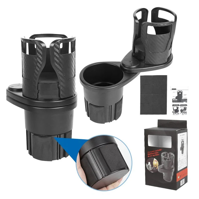 Double-Layer Rotating Car Cup Holder | Expandable Center Console Beverage Rack lifestyle view