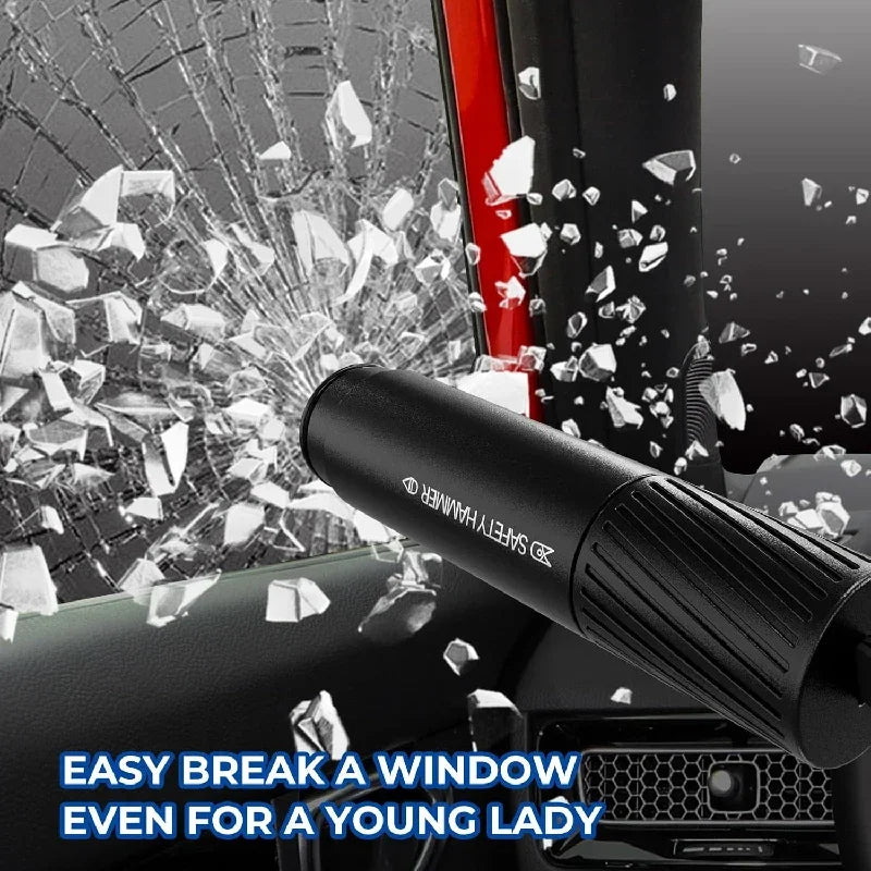 2025 New 2-in-1 Mini Car Safety Hammer Car Glass Window Breaker Escape And Rescue Tool close-up view