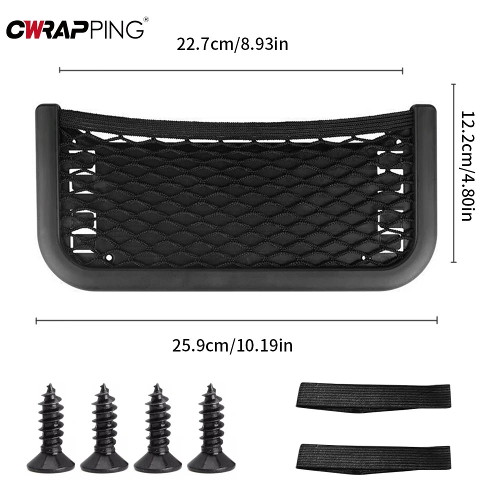 Car Mesh Storage Net Phone Holder with Elastic Top Cord additional angle