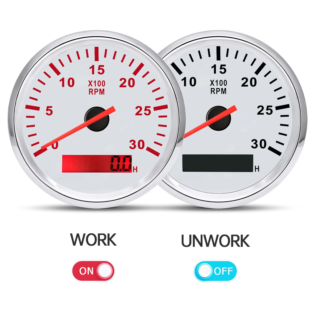85mm Tachometer Tacho Gauge with Digital Hourmeter M16 M18mm RPM Sensor Universal For Car Boat Tacho 3000 4000 6000RPM Meter