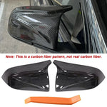 for 2017-2021 Tesla Model 3 Horn Style Horn Rear View Side Mirror Cover Case Glossy Black / Carbon Fiber