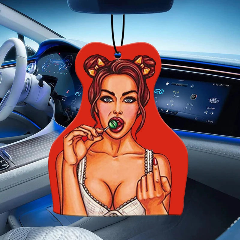 Sexy Beauty Biting a Lollipop Car Fragrance Tablet | Arctic Ice Scented Air Freshen additional angle