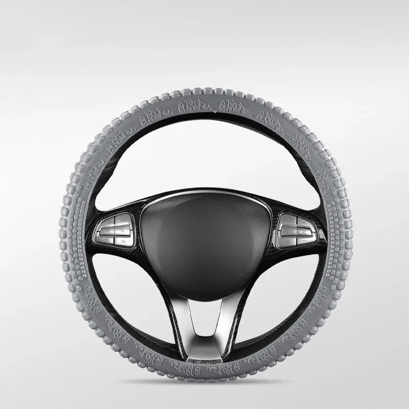 Universal Elastic Car Silicone Steering Wheel Cover Tire Texture Soft No Inner Ring S alternate view