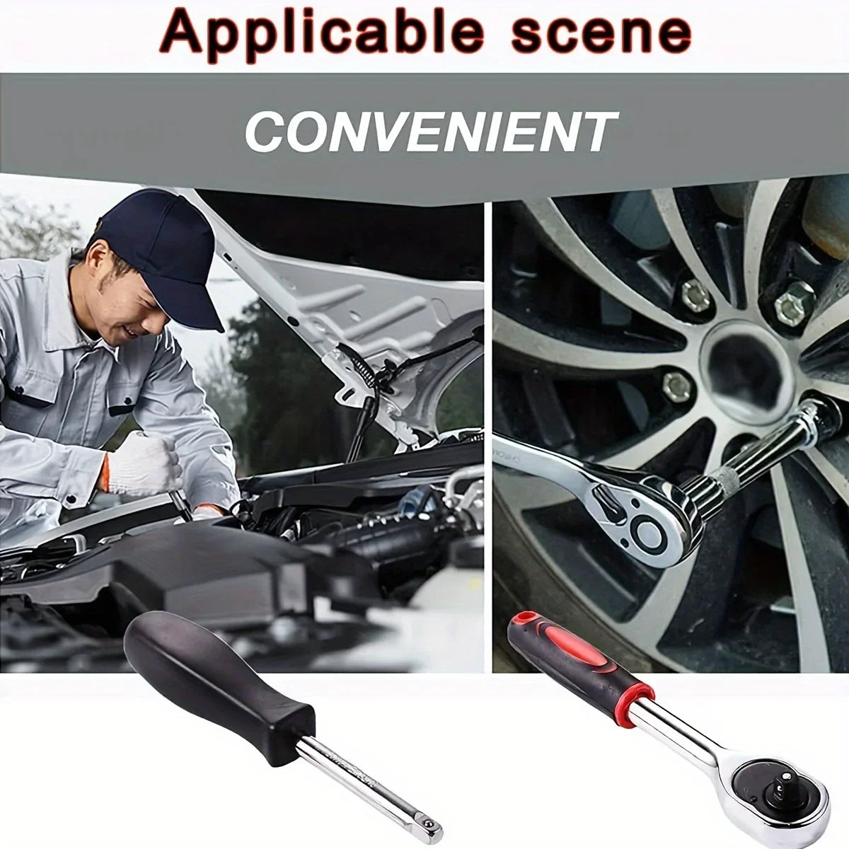46Pcs Family Tools 1/4 Set Mechanic Tool Kits for Auto Repair Hous with Sockets Metri lifestyle view
