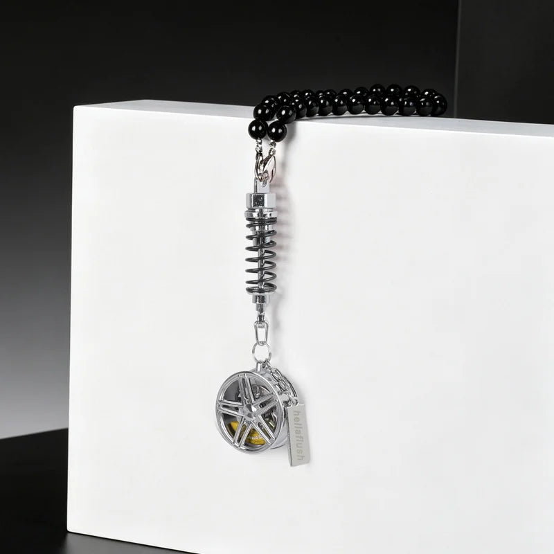 metal Car Mirror Rearview Pendant Auto Interior Decor Pendants Aluminum Wheel With Sh alternate view