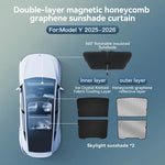 Tesla Model 3 Y Sunshade | Black Roof Graphene Honeycomb Sunroof Shade for 2025-202 additional angle