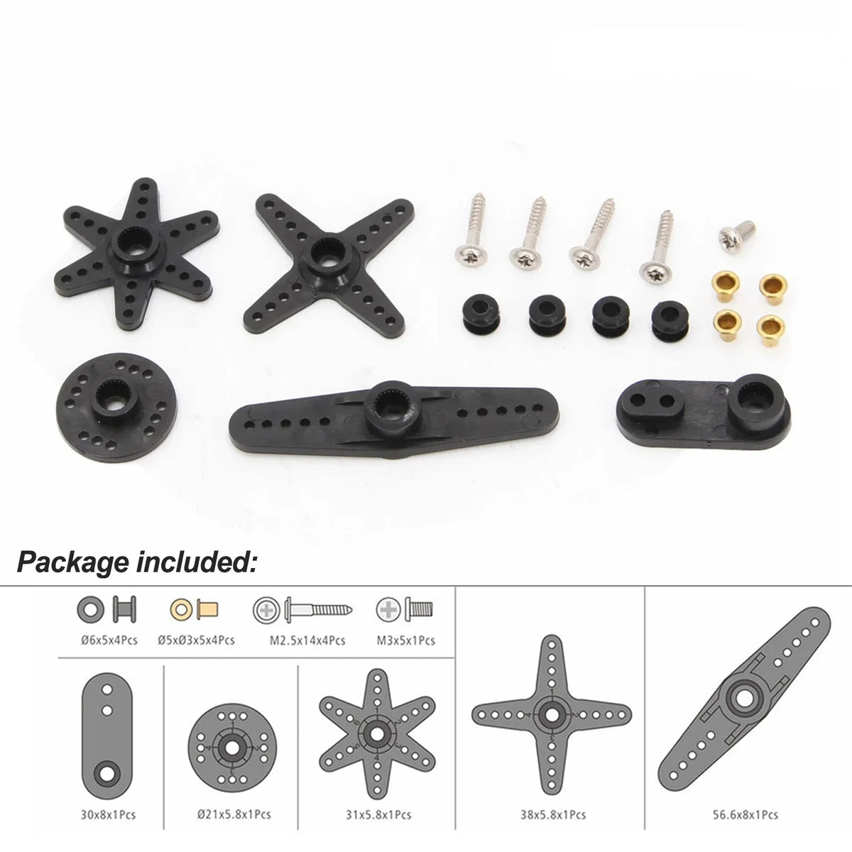 DSpower 25T 28T RC Servo Arm Double Head Round Type Steering Gear Accessories Set for RC Car Drone Plane Parts Emax JX Feetech