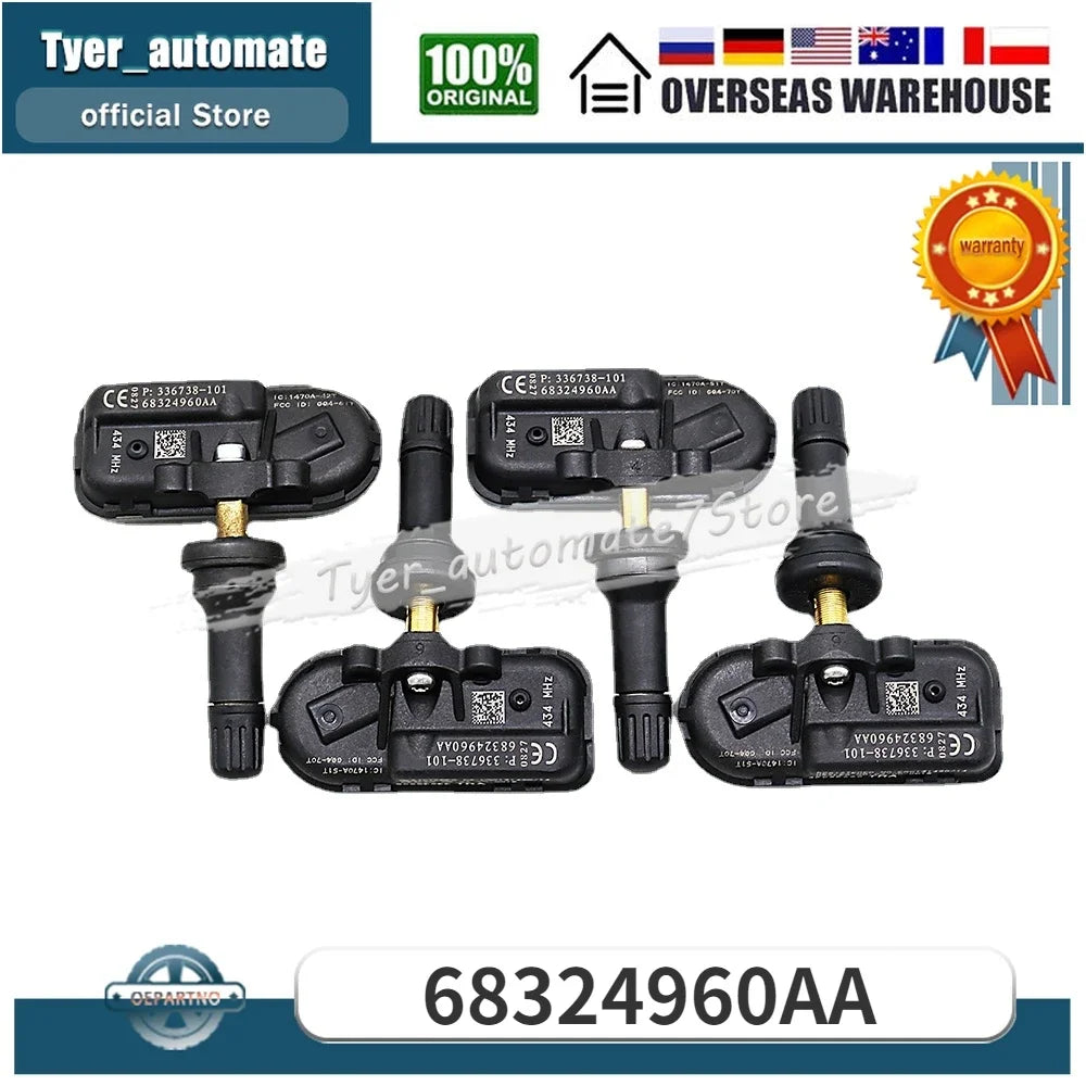 4PCS Tire Pressure Monitoring System Sensor 434MHz for Jeep Cherokee RAM 1500 2500 3500 | TPMS Repla