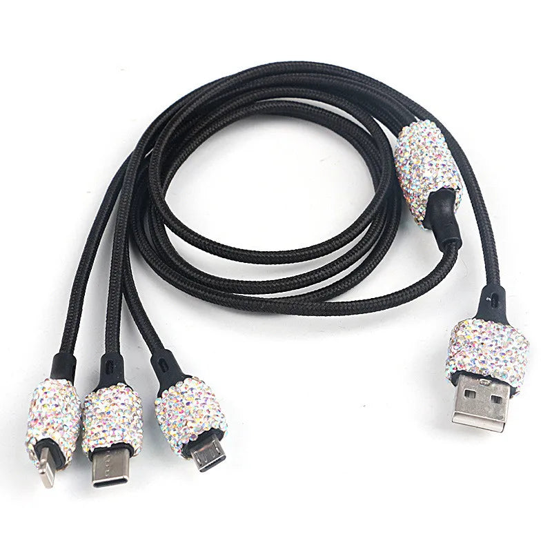New Bling USB Car Charger 5V 2.1A Dual Port Fast Adapter Pink Car Decor Car Styling Di close-up view