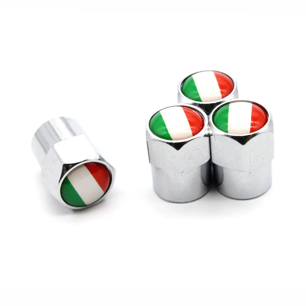 DSYCAR 4 Pieces Italy Flag Car Tire Valve Caps | Aluminium Alloy Airtight Stem Covers alternate view