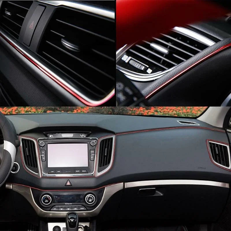 5M Red Universal Car Moulding Decoration Flexible Strip Interior Dashboard Panel Door lifestyle view