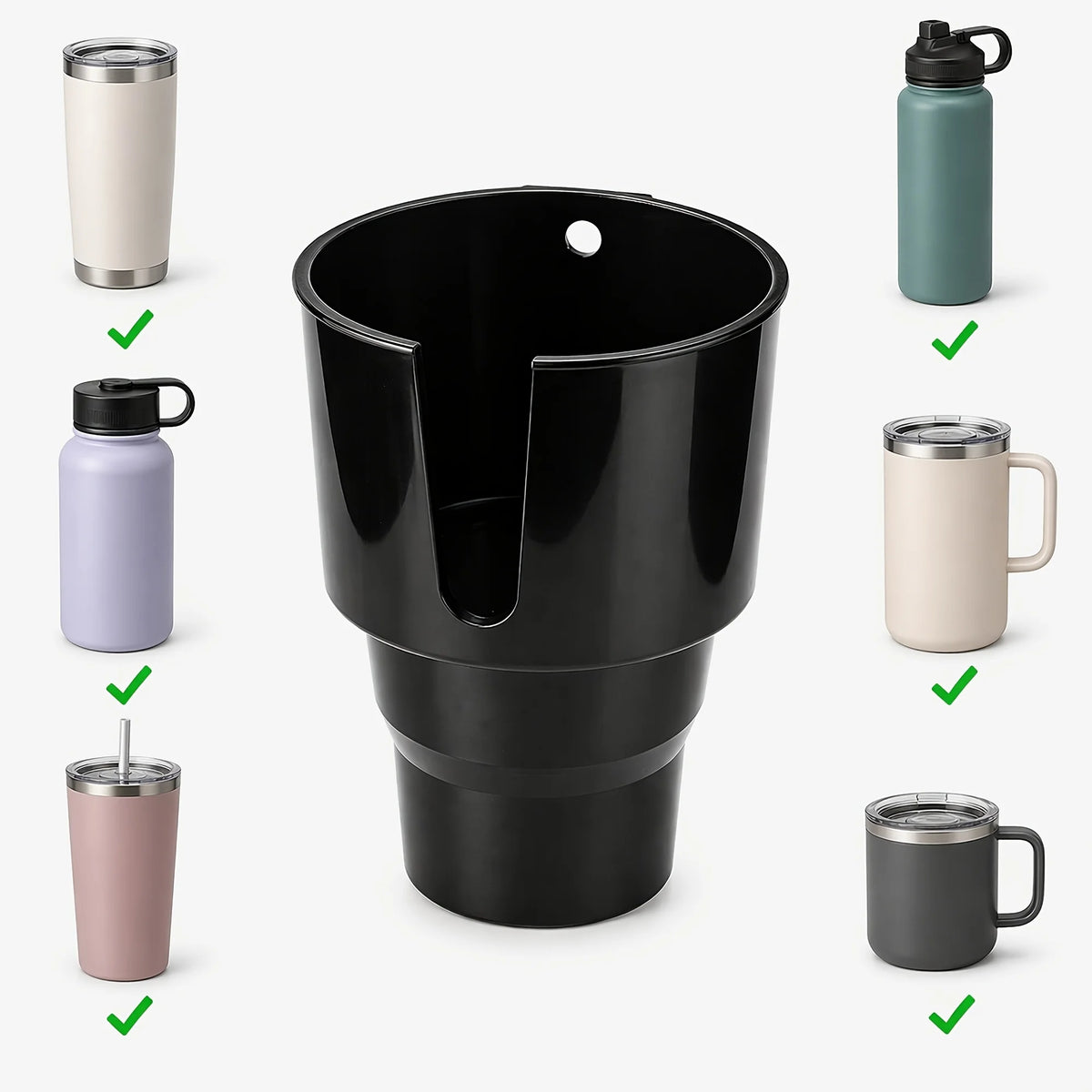 Adjustable Car Cup Holder Expander for Large Bottles and Mugs with Handles
