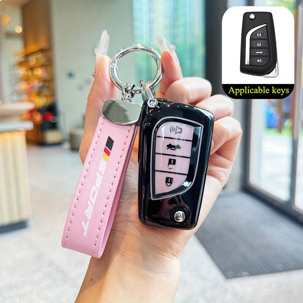 TPU Car Folding Key Case Cover Fit for Toyota Corolla Fortuner Tundra RAV4 Keyless Auto Accessories