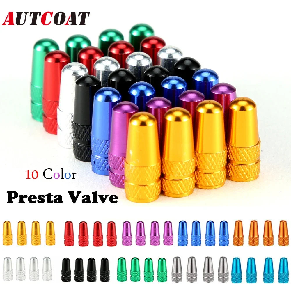 4Pcs/Set Aluminum Alloy Road MTB Track Racing Bike Tube Tyre Bicycle Tire Wheel French Valve cap Pre