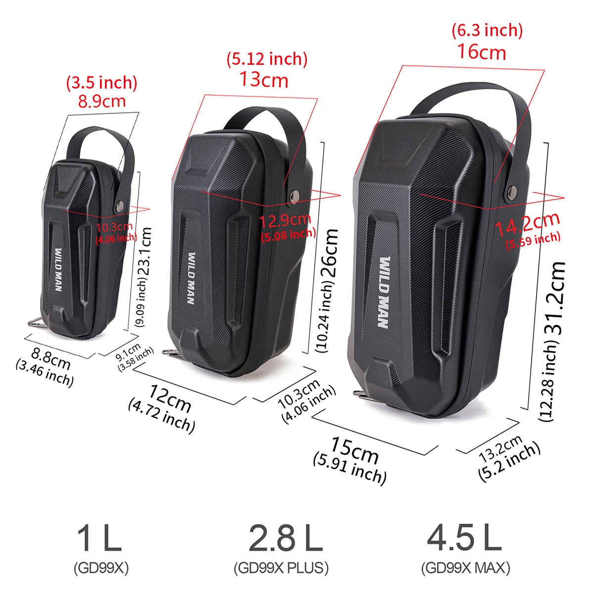 WILD MAN Anti-Theft Electric Scooter Bag Bike Front Fork Pouch Quick Release Hard Shel close-up view