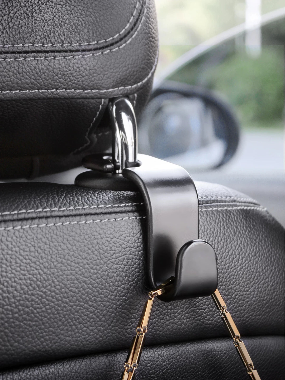 Car Backseat Hooks, Set of Two, Hidden Multifunctional Headrest Storage Rack, Unive additional angle