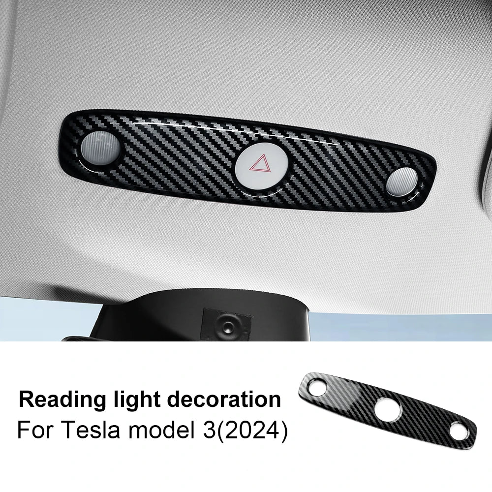 ABS Carbon Fiber Steering Wheel Frame Cover For Tesla Model 3 Highland 2024 Model Y Juniper 2025 Trim Car Interior Accessories