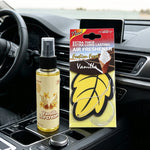 1+5 Vanilla Ice Cream Scent Air Freshener Bundle - 1 Spray + 5 Hanging Car Air Freshener Leaves, Odor Eliminator for Vehicle