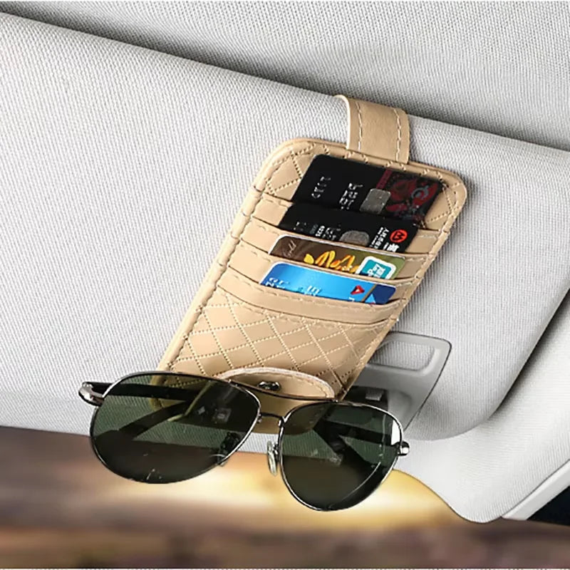 Leather Sun Visor Organizer Storage Pocket Bag