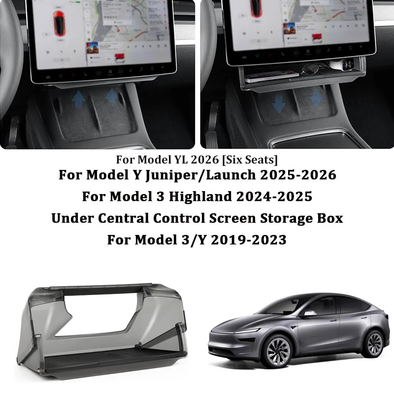 Center Console Screen Under Storage Box | For Tesla Model YL/3/Y Juniper 2019-2026