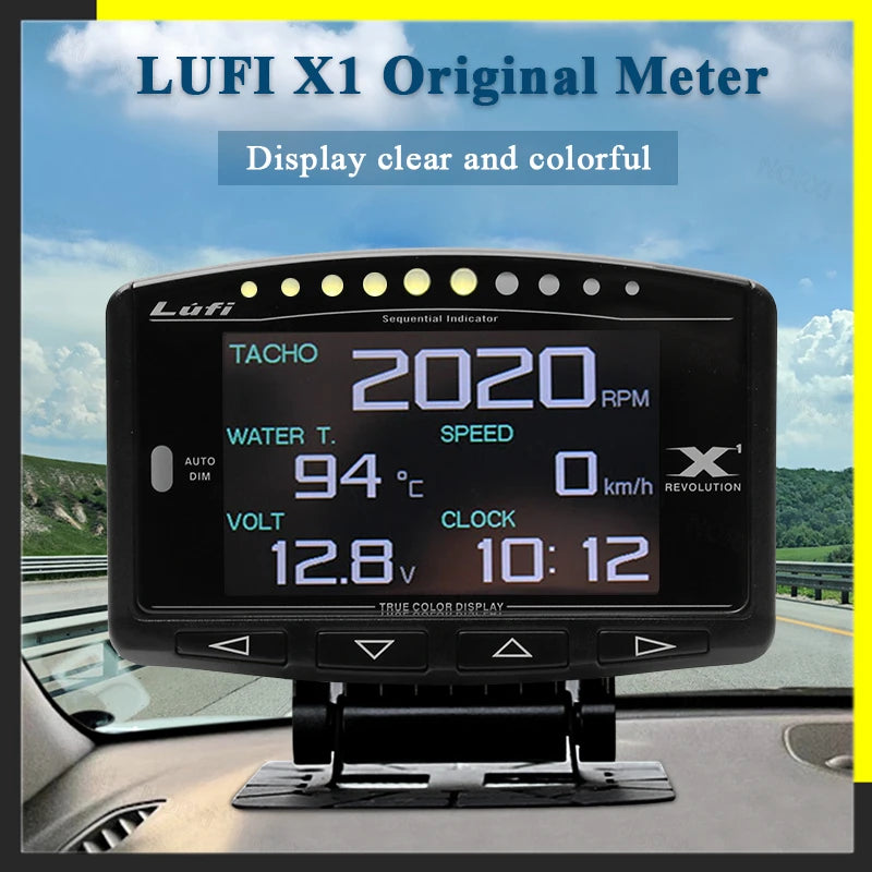 Lufi X1 Revolution OBD2 Smart Digital Gauge | Multi-Engine Data Display for Cars